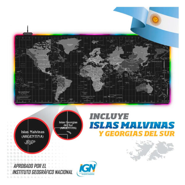 Mouse Pad XL Mapamundi RGB 90x40cm - Image 4